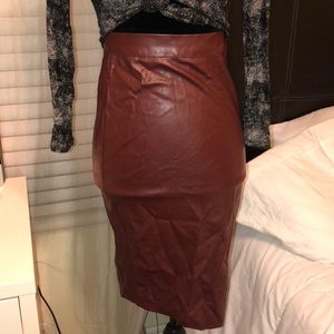 Burgundy leather skirt